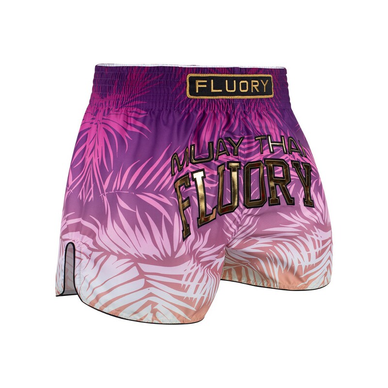 Fluory Muay Thai Shorts for Children and Adults, Suitable for Sanda, Martial Arts, and Boxing Training, with a Bamboo Leaf Gradient Design