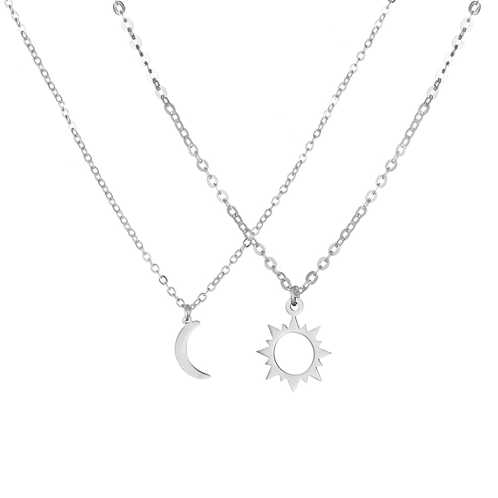 Fashion Sun Moon Titanium Steel Pendant Necklace Stainless Steel Necklaces