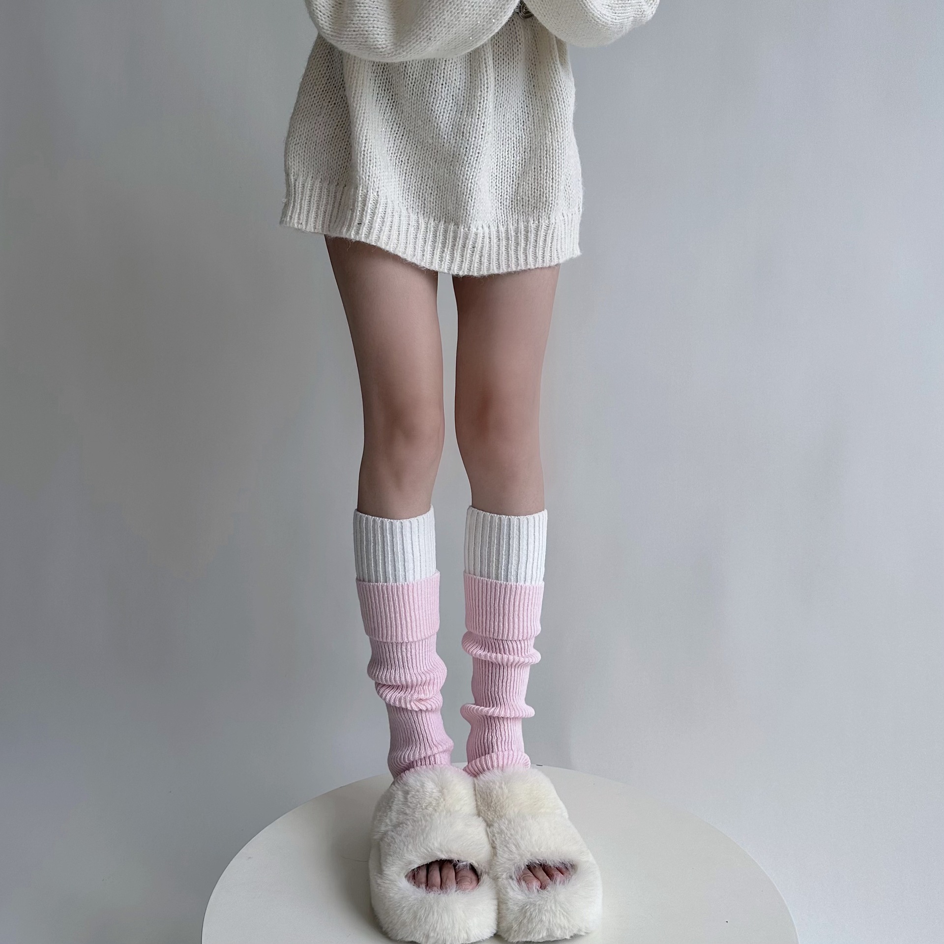 Femmes Style Japonais Sucré Bloc De Couleur Fibre De Polyacrylonitrile Sur Le Genou Chaussettes Une Paire display picture 23