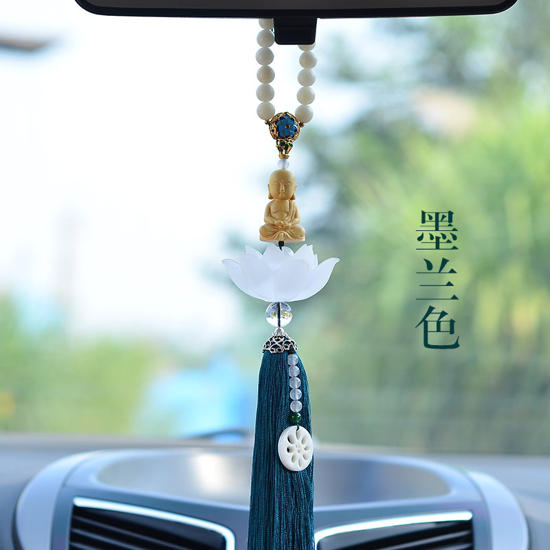 Car pendant Car Rearview mirror pendant glass Crystal Lotus peace Buddha men's and women's car hanging creative pendant