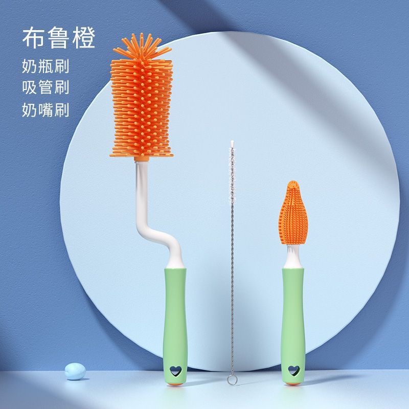 Cepillo de limpieza de botellas de silicona para bebés Cepillo de limpieza especial para bebés recién nacidos Cepillo de limpieza de tetas Cepillo de limpieza Set