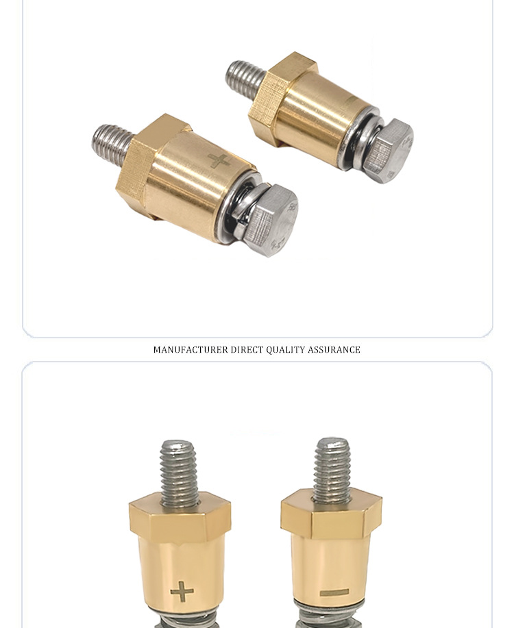 Car Battery Connector External Thread 6/8/Inch through Hole Standard Pile Head Brass Battery Connector Modification Accessories