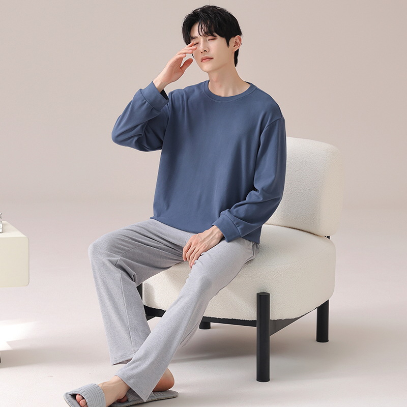 秋冬男士徳絨毛パジャマセットふんわり通気性保温男家服冬絨毛衛衣2点セット