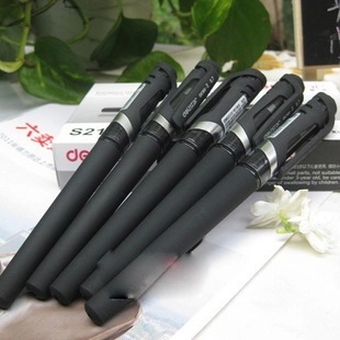 得力S23碳素中性笔0.5mm子弹头磨砂杆商务签字笔水笔黑色12支装