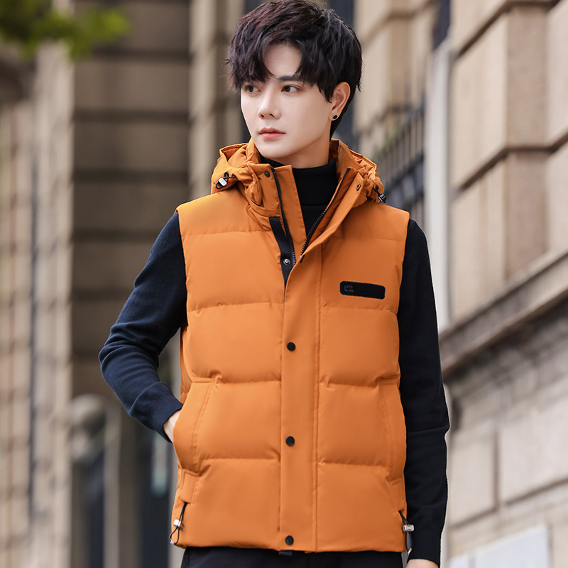 Men's Thickeneded Hooded down Vest 2025 Winter New Men's Clothing Youth Fashion Casual Warm Vest