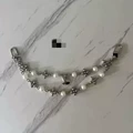 Floral pearl double chain/silver