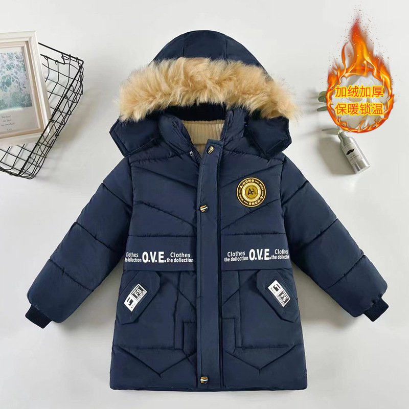 Ropa de invierno para niños engrosada ropa acolchada de algodón de moda abrigo de invierno para niños de longitud media estilo occidental cálido nueva chaqueta acolchada de algodón moda