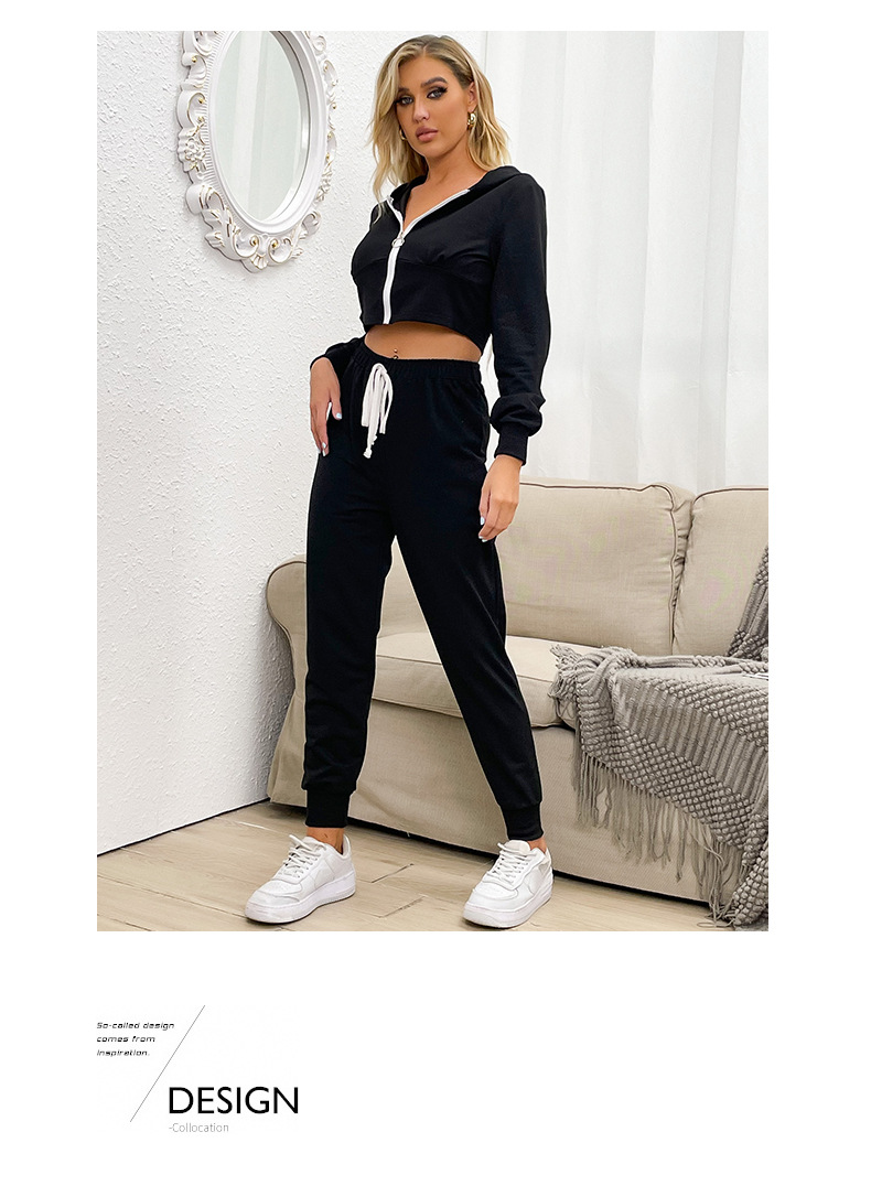 long-sleeved zipper hooded sweatershirt trousers two-piece set nihaostyles wholesale clothing NSYYF86645