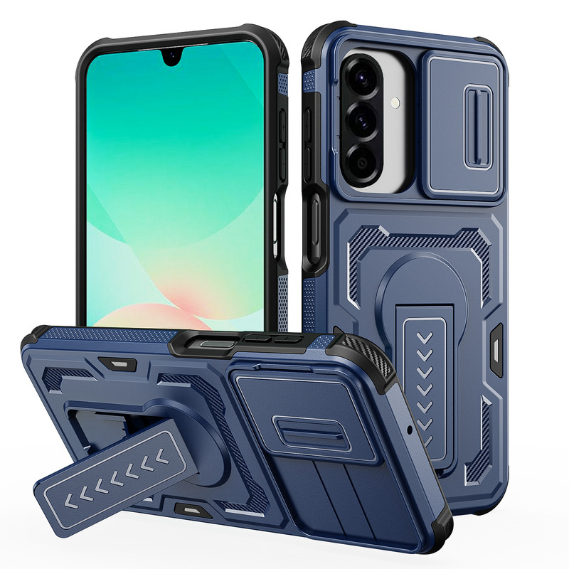 New Cross-Border Mobile Phone Case Compatible with Samsung A17/A26/A27/S25/S26 with Sliding Lens Cover and Stand