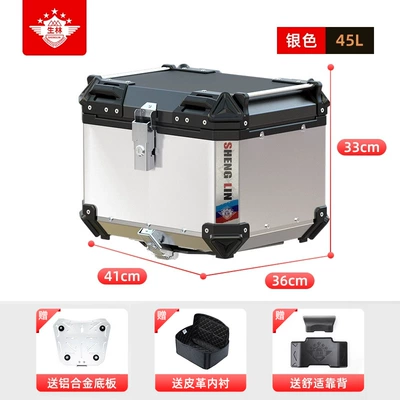 Motorcycle trunk Mavericks NS Trunk GW General - 45lx7-silver-graylinedaluminum-base-plate-backrest