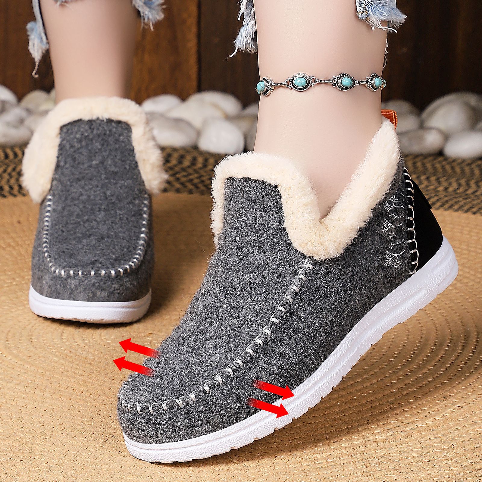 Zapatos de algodón de mujer procesamiento personalizado botas de nieve de tamaño grande botas de algodón grueso botas de moda botas de algodón cálidas