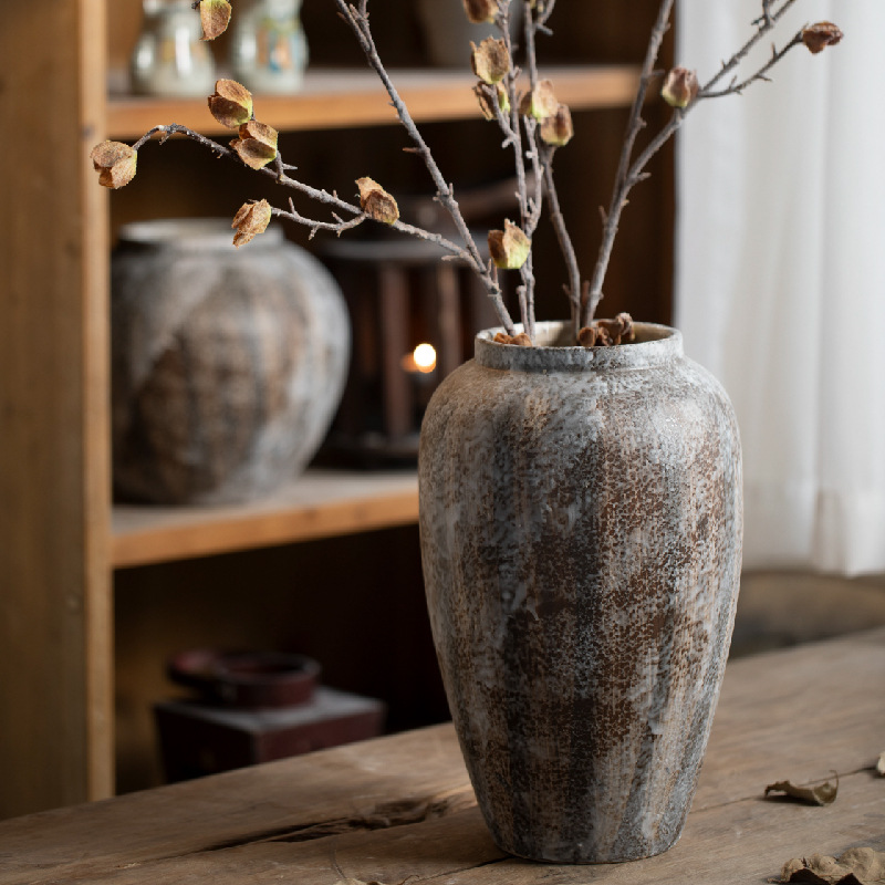 Jingdezhen, decoraciones de viento tranquilo, viejos vasos de cerámica hechos a mano, sala de estar, recipientes de flores, envío gratuito.