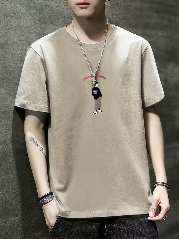 Camiseta nuevo estilo cuello redondo manga corta verano hombres ropa exterior transpirable casual simple camiseta ropa superior