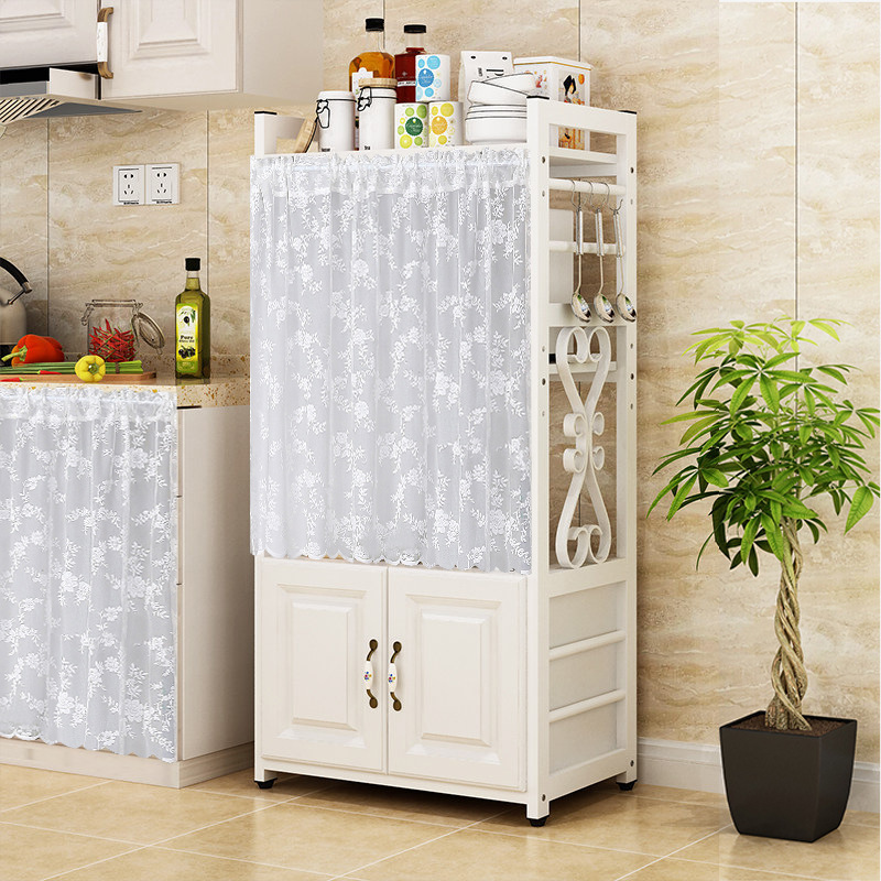 Kitchen Storage Rack Cover Curtain Dust-Proof Shoe Cabinet Wardrobe Self-Adhesive Lace Curtain Punch-Free Cabinet Door Kω
