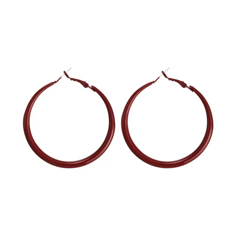 Кольца-кольца (Qinghe) — ретро-красные, 925 серебро игла, размеры 3/4/5 см
