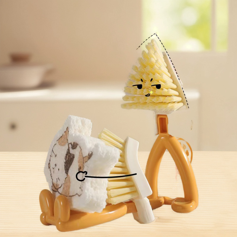 Japanese Crevice Cleaning Brush Triangular Brush Foldable Kitchen Drain Rack Mesh Basket Stove Bathroom Drain Cleaning