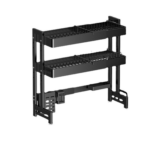 Kitchen sink rack household double-layer retractable drain rack countertop chopstick tube bowl rack above the sink kitchen knife