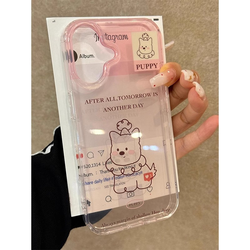 Dibujos animados lindo semi-transparente West Highland para iphone14 funda para teléfono móvil 16ProMax Apple 15 pareja 13 mujer 16