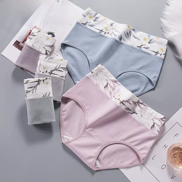 Antibacterial Plus-Size Women's Cotton High-Waist Printed Seamless Panties with Cotton Crotch, Young Girl Style, Wholesale
