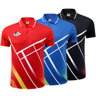 New Style Table Tennis Suit Men's and Women's Short Sleeve Lapel Top Breathable Sportswear Quick-drying Competition Training Suit Group Buying 6255