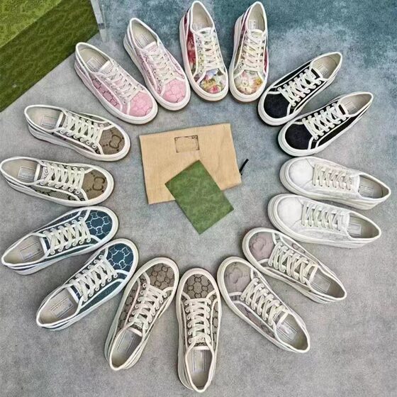G Home Embroidered Canvas Shoes White Shoes 2024 Spring and Summer Fashion New Lace-up Color-matching Thick Bottom Lace-up Round-toe Women's Shoes