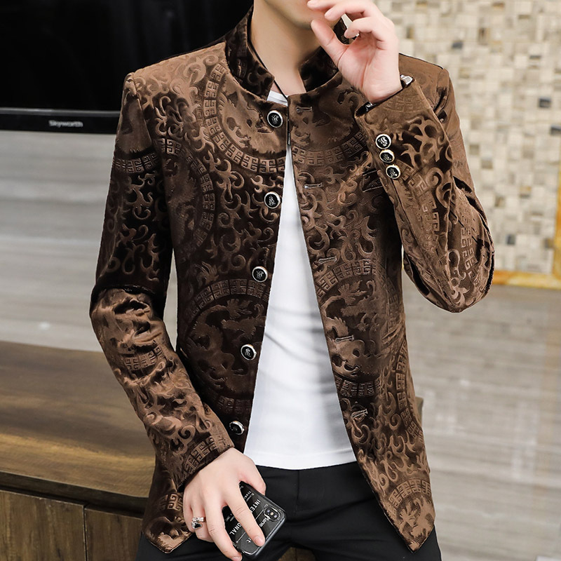 Autumn Stand Collar Jacket Men's Trendy Chinese Style Tang Suit Jacket Stylish Casual Zhongshan Suit Jacket Autumn Stand Collar Jacket Men's Trendy Chinese Style Tang Suit Jacket Stylish Casual Zhongshan Suit Jacket