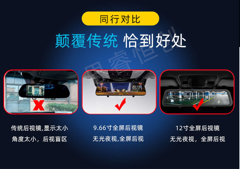 4K Full Screen Streaming Driving Recorder Taiwan Digital Dog Rearview Mirror Wifi Hd Recorder Dual Lens