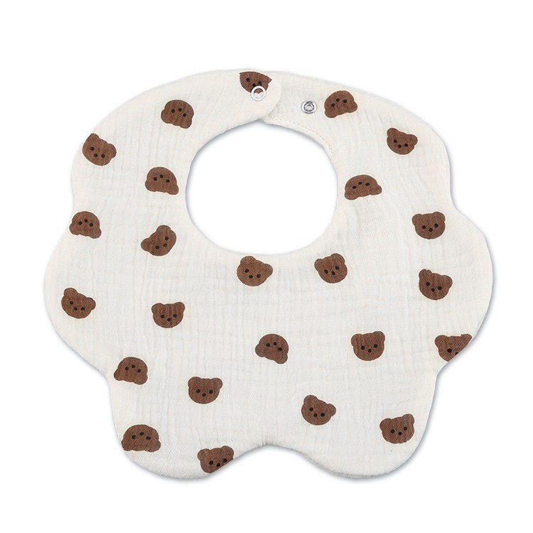 Toalla de saliva para bebé 6 capas de gasa de algodón grueso babero de bebé de 360 grados con impresión de dibujos animados babero para bebé