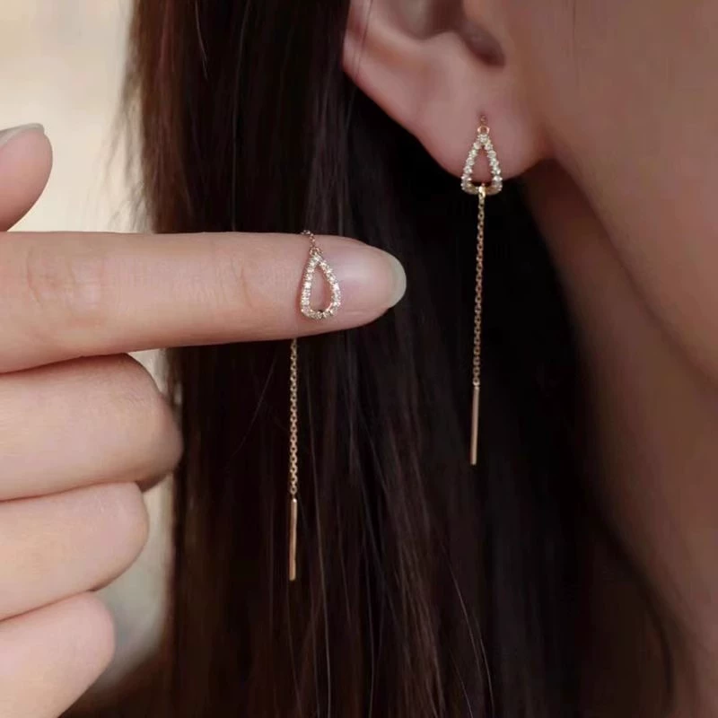Серебряная игла, серьги, короткая цепочка с кисточками, серебро 925 образец, оптом, стиль легкой роскоши