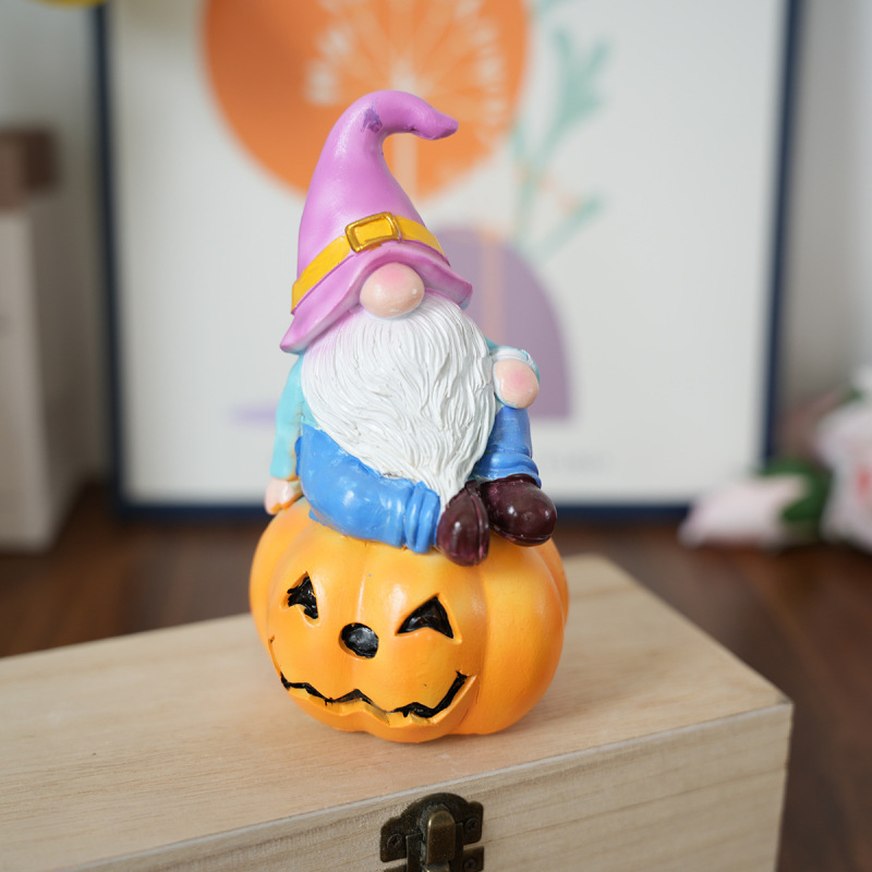 クロスボーダーハロウィン新ガーデンエルフ像ノーム装飾品ハロウィンノーム樹脂カボチャエルフ置物|undefined