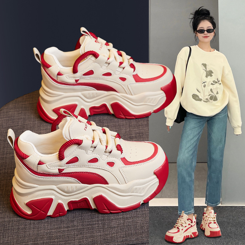 Thick-soled heightening torre shoes women's 2024 autumn and winter new color matching casual sneaker small fleece-lined muffin women's shoes Thick-soled heightening torre shoes women's 2024 autumn and winter new color matching casual sneaker small fleece-lined muffin women's shoes