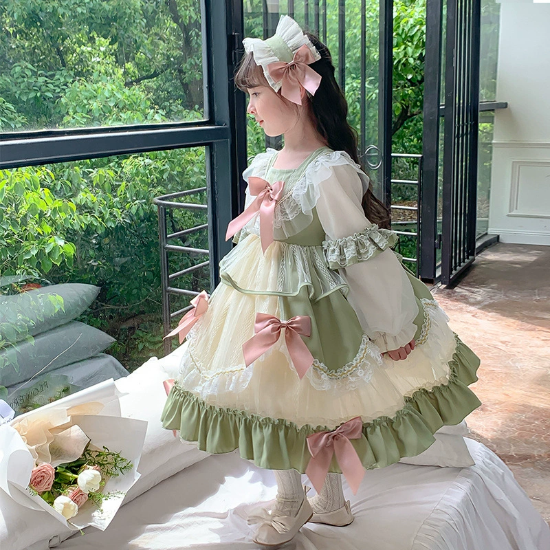 Осеннее детское платье, юбка для девочек, западный стиль, Lolita стиль, подарок на день рождения