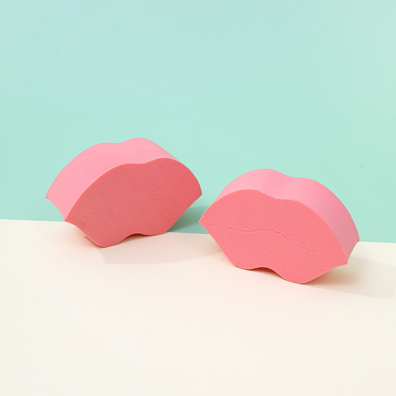Customizado polvo de forma especial de boca esponja bloque húmedo seco suave no comer polvo no pegado polvo boca maquillaje huevo maquillaje de belleza
