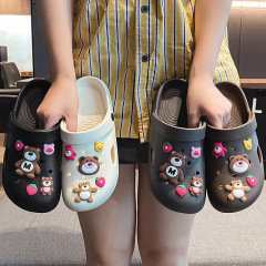 女性用クロックスシューズ、ホームスリッパ、滑り止めバスルーム入浴用夏用スリッパ、柔らかい底、軽量、屋外で着用できる男性用スリッパ