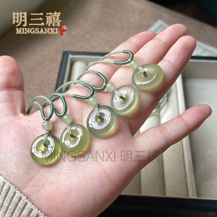 Natural Agate Grape Green Oil Green Safety Buckle Apple Green Safety Buckle Pendant Earrings Accessories Bracelet Drip