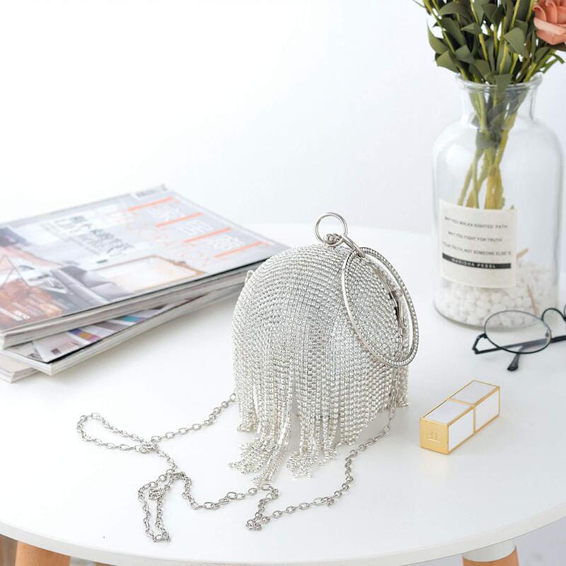 European and American Fashion Spherical Evening Bag Clutch Bag Cross-Border Hand-Held Rhinestone Evening Bag Party Wallet Wedding Dress Bag