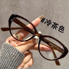 女性用キャットアイメガネフレーム、フラットミラー、ファッショナブルで若々しい、高精細抗ブルーライト完成近視メガネ、Douyinライブブロードキャスト