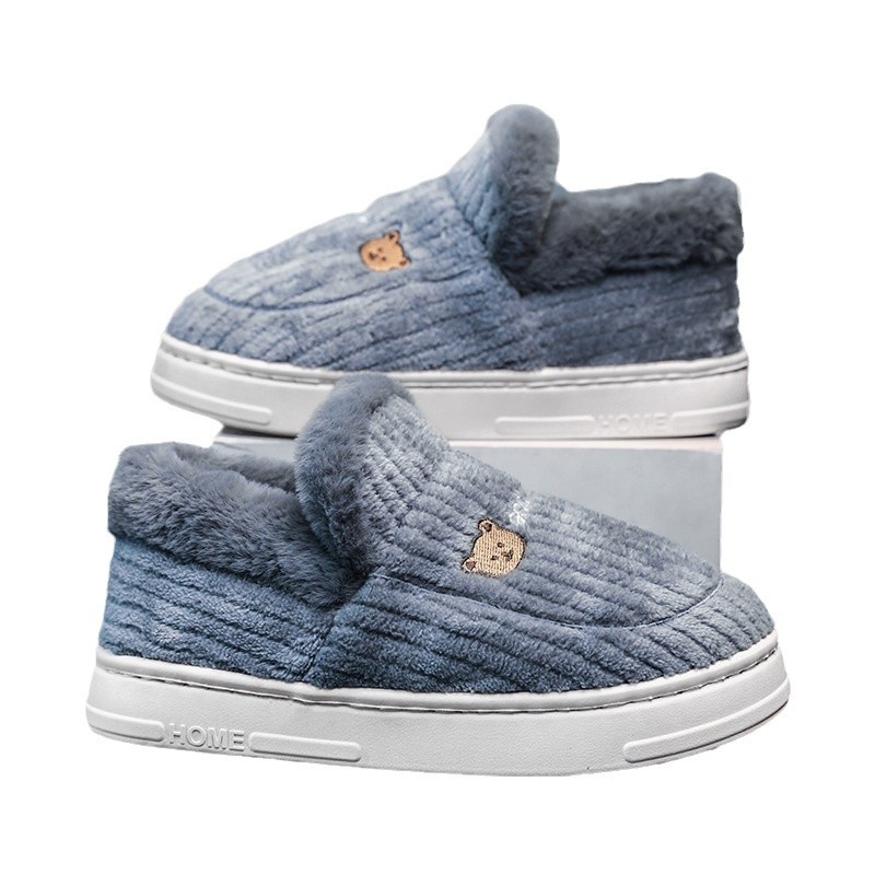 Zapatillas de algodón de invierno para hombres todo incluido interior y exterior calentamiento de terciopelo grueso fondo antideslizante para hombres y mujeres zapatos de algodón calentadores pie artefacto