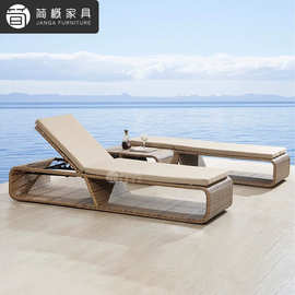 户外别墅庭院泳池躺椅防雨防晒藤沙滩椅露天酒店民宿阳台日光浴椅
