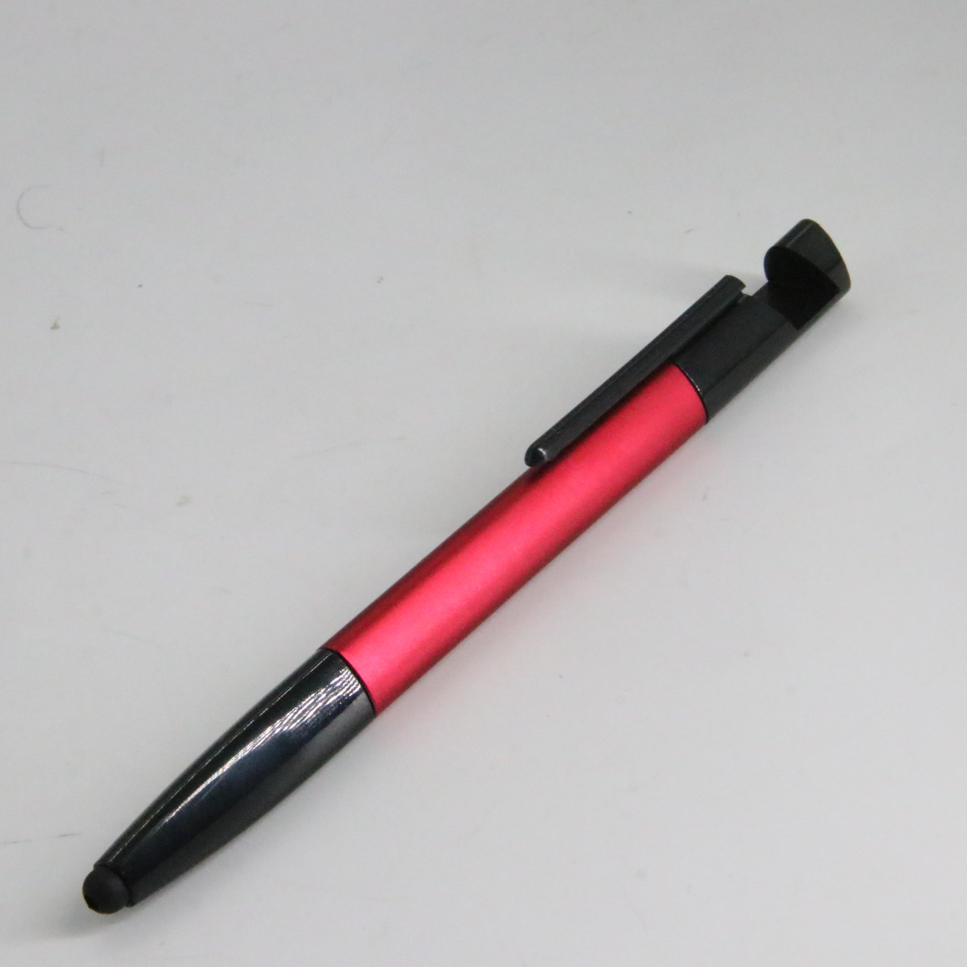 Bolígrafo multifuncional plástico del teléfono móvil de la pluma del tenedor del teléfono móvil de la pantalla táctil de la escala de la pluma cuatro-en-uno Bolígrafo multifuncional