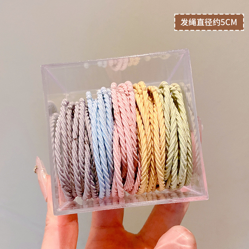 50 piezas en caja ~ banda de goma corbata de pelo femenino cuerda de cuero alta elástica durable pequeña cubierta de cuero Internet celebridad temperamento simple cuerda de pelo