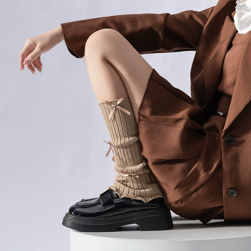 Осень демисезонные гольфы для ног, милый вязаный Lolita стиль с бантом, one size