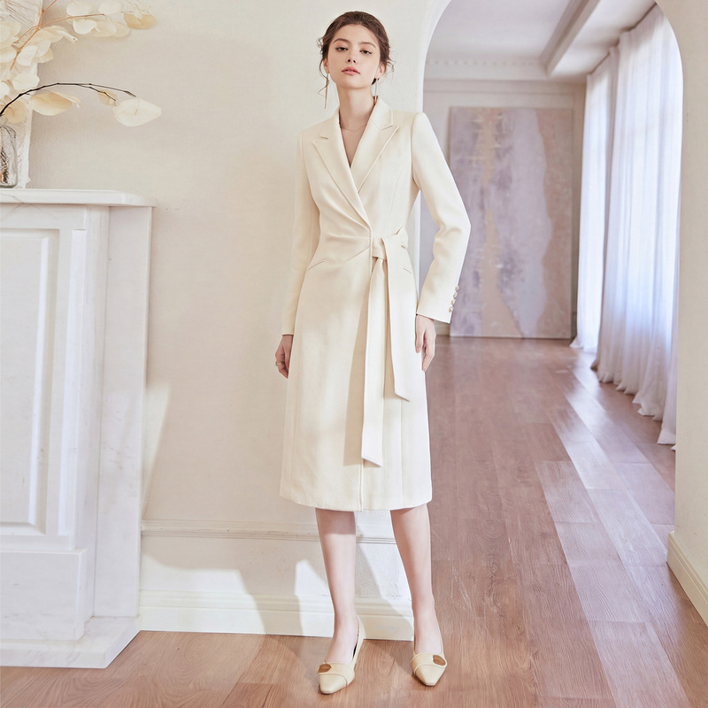 Waist-Cinching Tie Belt Slimming Formal Professional Dress for Women, Mid-Length Skirt with a High-End Feel, Chic Workwear Suit Dress Waist-Cinching Tie Belt Slimming Formal Professional Dress for Women, Mid-Length Skirt with a High-End Feel, Chic Workwear Suit Dress