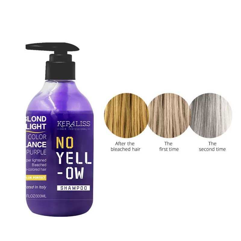 跨境款紫色去黄洗发水染后固色漂白移黄去橙洗发水purple shampoo