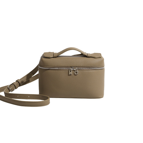 Loro*lp Bag L19 Lunch Box Bag Piana High-Grade Leather Fashion Large Capacity Shoulder Crossbody Makeup Handbag