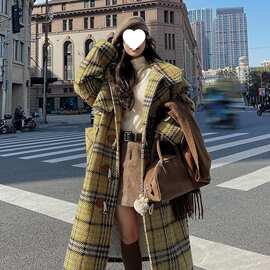 呢子大衣格子2025毛呢外套冬季秋冬新款气质宽松加厚