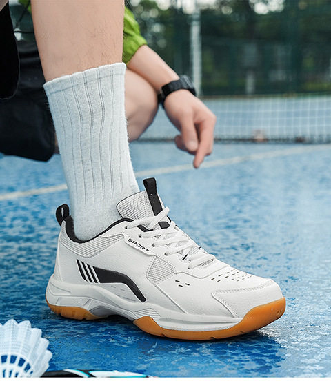 Giày cầu lông unisex cổ thấp, đế bằng chống trượt, thoáng khí giảm chấn, chuyên tập luyện — 9088 Trắng Nguyệt Hoàng, 9088 trắng đen chi tiết 12