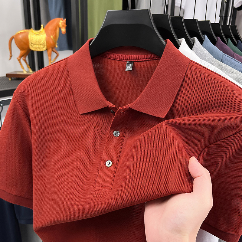 100% Cotton Polo Shirt for Men, Summer New Style, Solid Color, Business-Friendly, Skin-Friendly, Casual T-Shirt for Young and Middle-Aged Men, Breathable Short-Sleeve with a Turn-Down Collar