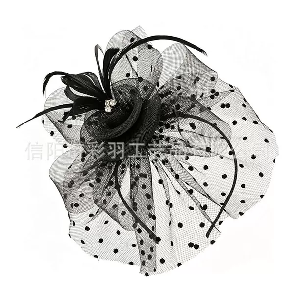 Popular European and American feather headwear for horse racing festivals, cocktail parties, stage performances, paired with mesh hair accessories, head flowers, and top hats