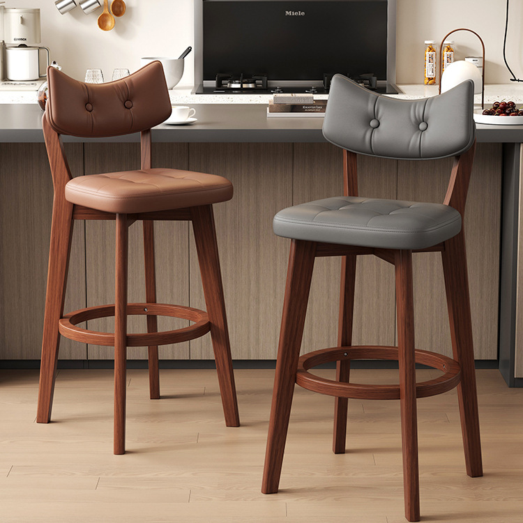 Bar Chair, Household High Stool, Solid Wood Backrest Chair, Commercial Cashier Bar Chair, Light Luxury and High-End Bar Stool